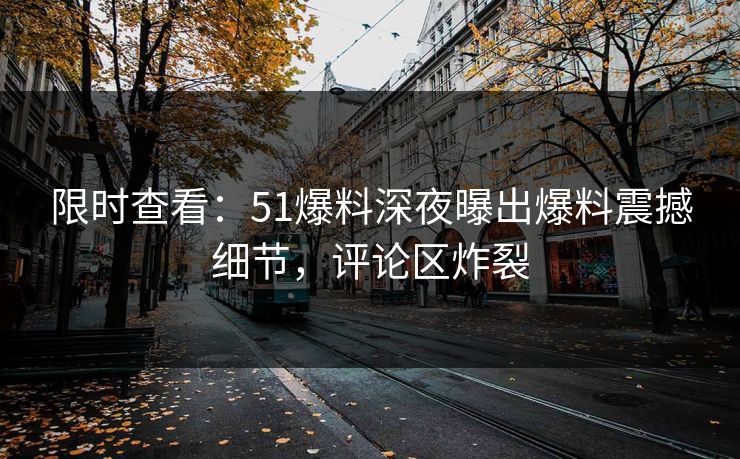 限时查看：51爆料深夜曝出爆料震撼细节，评论区炸裂