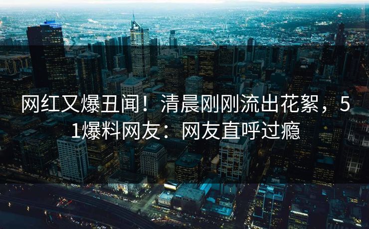 网红又爆丑闻！清晨刚刚流出花絮，51爆料网友：网友直呼过瘾