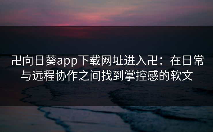 卍向日葵app下载网址进入卍:在日常与远程协作之间找到掌控感的软文