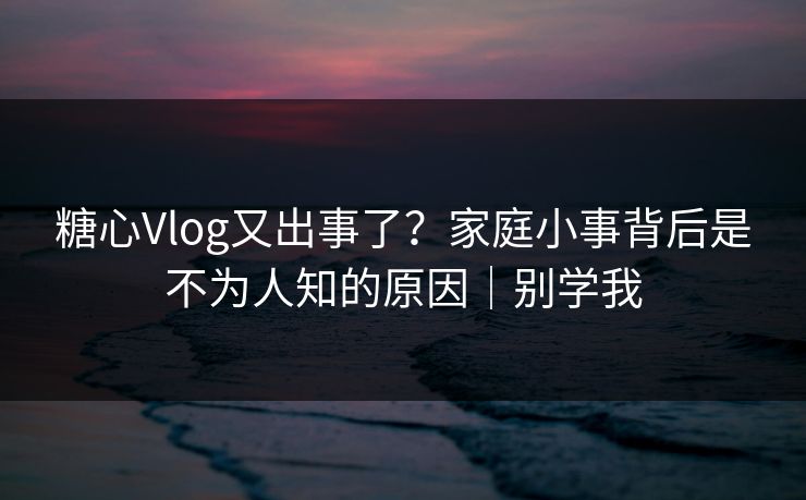 糖心Vlog又出事了？家庭小事背后是不为人知的原因｜别学我