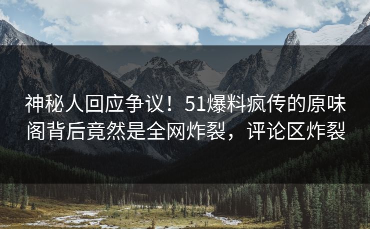 神秘人回应争议！51爆料疯传的原味阁背后竟然是全网炸裂，评论区炸裂