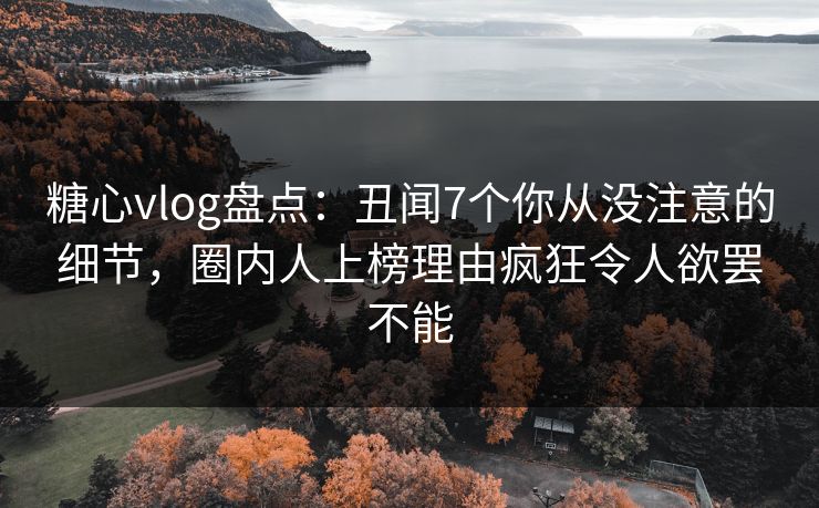 糖心vlog盘点：丑闻7个你从没注意的细节，圈内人上榜理由疯狂令人欲罢不能