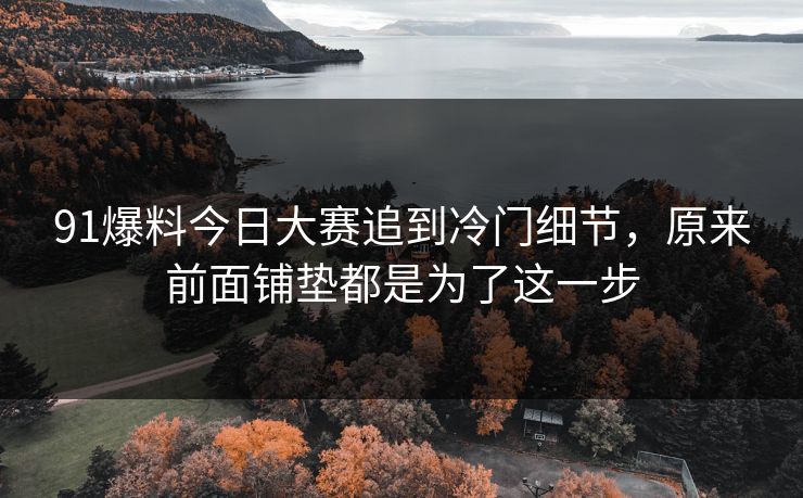 91爆料今日大赛追到冷门细节，原来前面铺垫都是为了这一步